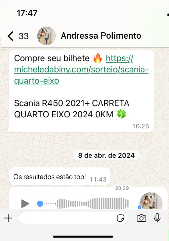 Print de conversa com Andressa Polimento