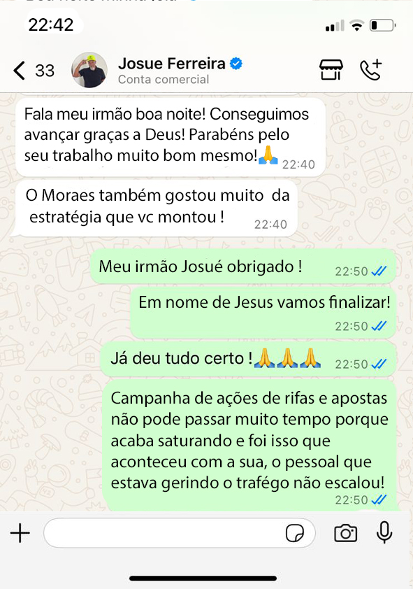 Print de conversa com Josué