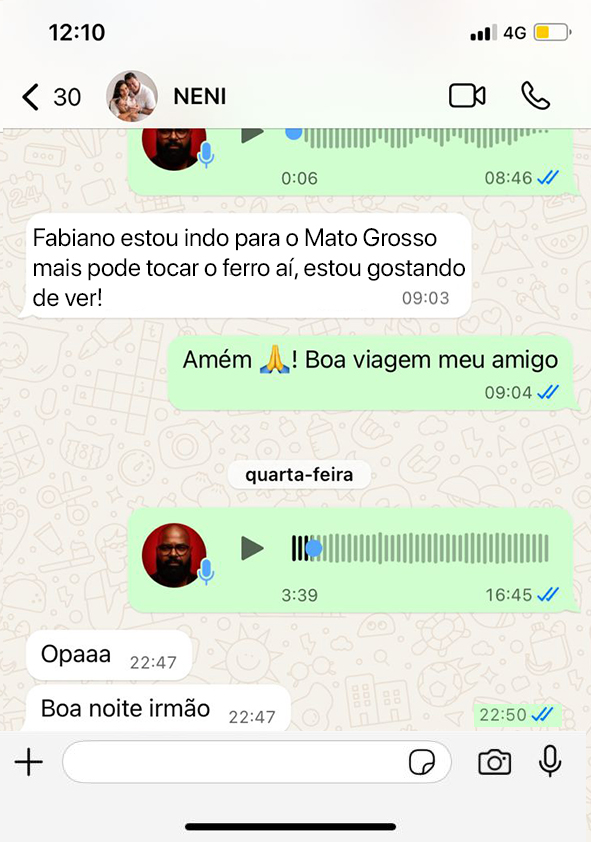Print de conversa com Neni