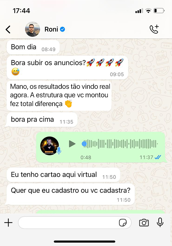 Print de conversa com Roni